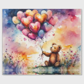 Teddybeer met hartvormige ballonnen cadeaupapier (Vlak)