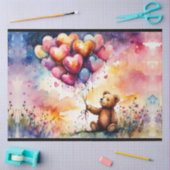 Teddybeer met hartvormige ballonnen tissuepapier (Craft)