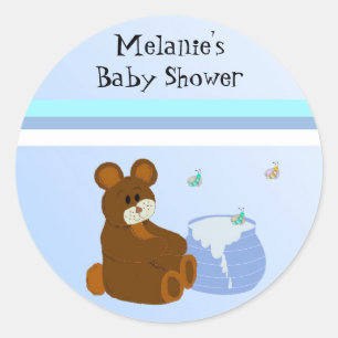 Teddybeer Met Honingpot Baby Shower Ronde Sticker