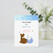 Teddybeer met honingpot babyshower uitnodiging (Staand voorkant)