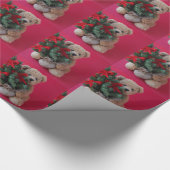 teddybeer met kerstboompapier cadeaupapier (Hoek)