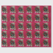 teddybeer met kerstboompapier cadeaupapier (Vlak)