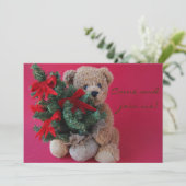 teddybeer met kerstboomuitnodiging kaart (Staand voorkant)