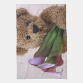 teddybeer met keukenhanddoek van calla lilies (Verticaal)