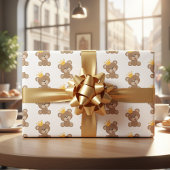 Teddybeer Met Kroon Inpakpapier Vellen
