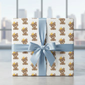 Teddybeer Met Kroon Inpakpapier Vellen