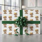 Teddybeer Met Kroon Inpakpapier Vellen