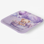 Teddybeer met lavendel koets meisje Baby shower Papieren Bordje (Gebogen)