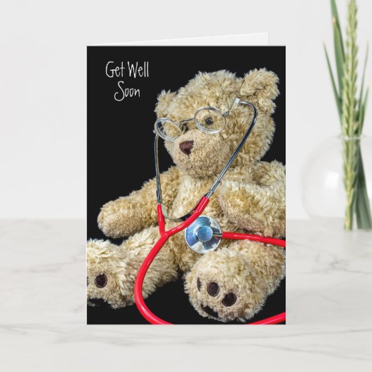 teddybeer met medische stethoscoop kaart (Voorkant)