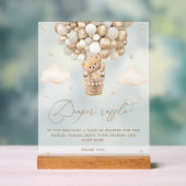 Teddybeer met neutrale ballonluier Raffle Acryl Bord (Neutraal)