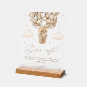 Teddybeer met neutrale ballonluier Raffle Acryl Bord (Hoek)