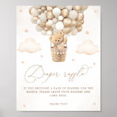 Teddybeer met neutrale ballonluier Raffle Poster (Voorkant)