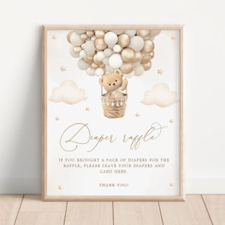 Teddybeer met neutrale ballonluier Raffle Poster