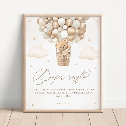 Teddybeer met neutrale ballonluier Raffle Poster