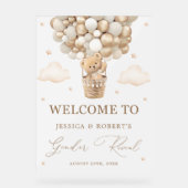 Teddybeer met neutrale ballonnen Geslacht onthulle Acryl Bord (Voorkant)