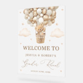 Teddybeer met neutrale ballonnen Geslacht onthulle Acryl Bord (Hoek)