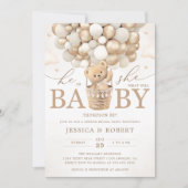 Teddybeer met neutrale ballonnen Geslacht onthulle Kaart (Voorkant)