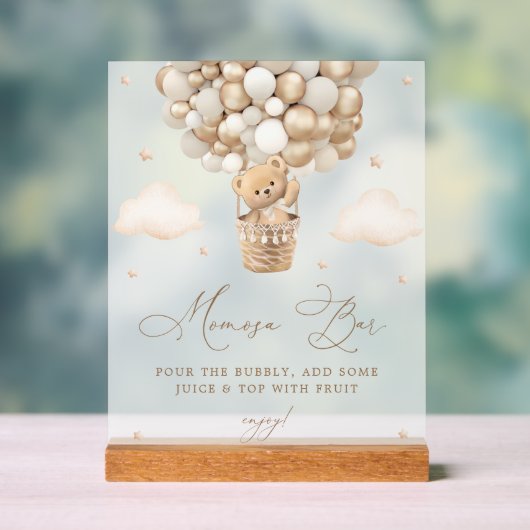 Teddybeer met neutrale ballonnen Mimosa Bar Acryl Bord (Neutraal)