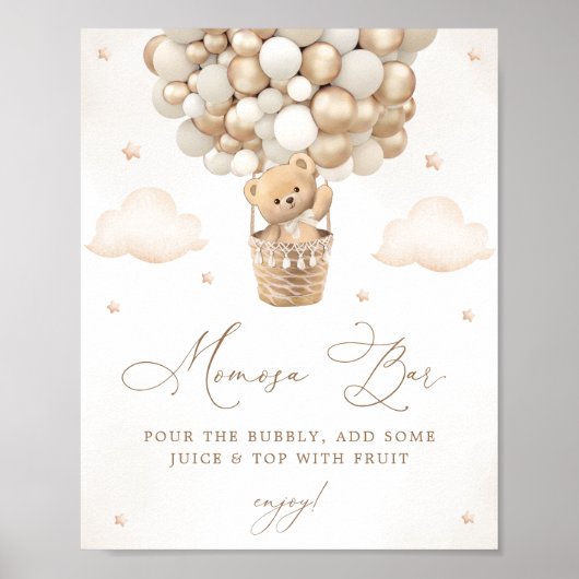 Teddybeer met neutrale ballonnen Mimosa Bar Poster (Voorkant)