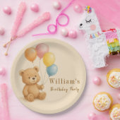 Teddybeer met pastelballonnen papieren Bord (Feest)