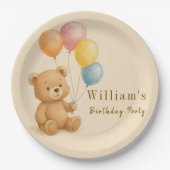 Teddybeer met pastelballonnen papieren Bord (Voorkant)