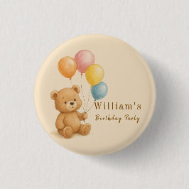Teddybeer met pastelballonnen ronde Button