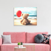 Teddybeer met rode ballon canvas afdruk (Insitu (Woonkamer))