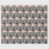 Teddybeer met rode roos cadeaupapier (Vlak)