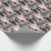 Teddybeer met rode roos cadeaupapier (Hoek)