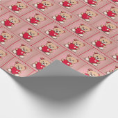 Teddybeer met rood hart cadeaupapier (Hoek)