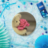 Teddybeer met Roos Baby shower Papieren Bordje (Feest)