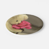 Teddybeer met Roos Baby shower Papieren Bordje (Gekanteld)