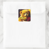 Teddybeer Met Roos Sticker (Tas)