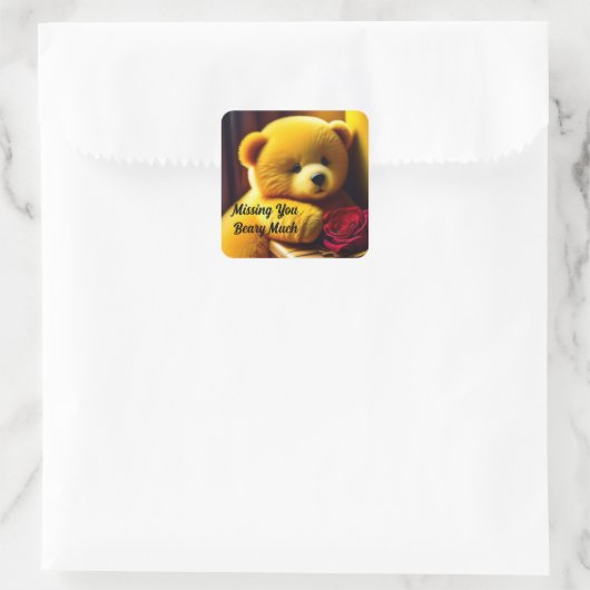 Teddybeer Met Roos Sticker (Tas)