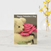 Teddybeer met Roos Valentijnsdag Kaart (Gele Bloem)