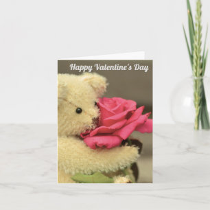 Teddybeer met Roos Valentijnsdag Kaart