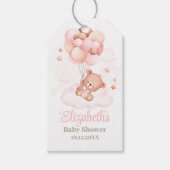 Teddybeer met roze ballon Baby shower Cadeaulabel (Voorkant)