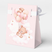 Teddybeer met roze ballonnen Baby shower Bedankdoosjes (Achterkant)
