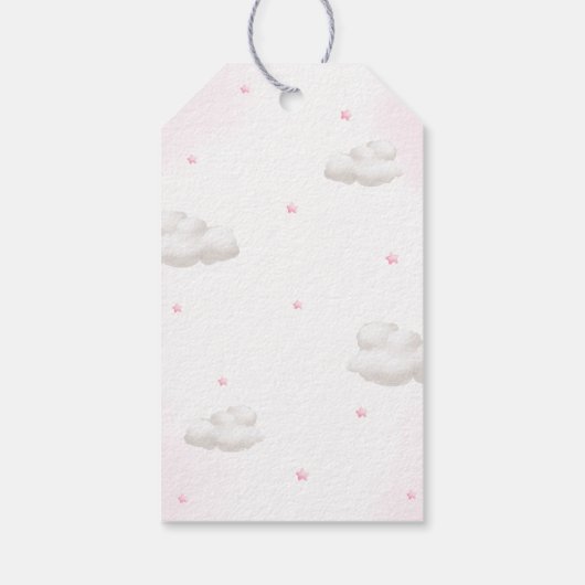 Teddybeer met roze ballonnen Baby shower Cadeaulabel (Achterkant)