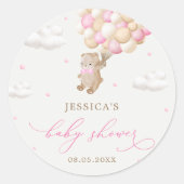 Teddybeer met roze ballonnen Baby shower Ronde Sticker (Voorkant)