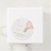 Teddybeer met roze ballonnen bedankjes labels (In situ)