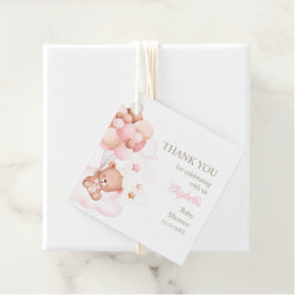 Teddybeer met roze ballonnen Bedankt Favor Tag Bedankjes Labels