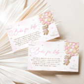 Teddybeer met roze ballonnen informatiekaartje