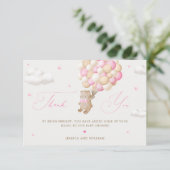 Teddybeer met roze ballonnen kaart (Staand voorkant)