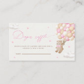 Teddybeer met roze ballonnen luier Raffle Informatiekaartje (Voorkant)