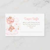 Teddybeer met roze ballonnen luier Raffle Informatiekaartje (Voorkant)