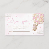 Teddybeer met roze ballonnen luier Raffle Informatiekaartje (Voorkant)