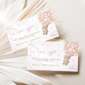 Teddybeer met roze ballonnen luier Raffle Informatiekaartje