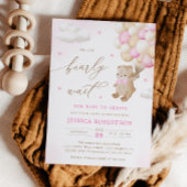 Teddybeer met roze ballons Baby shower Kaart