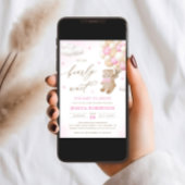 Teddybeer met roze ballons Baby shower Kaart